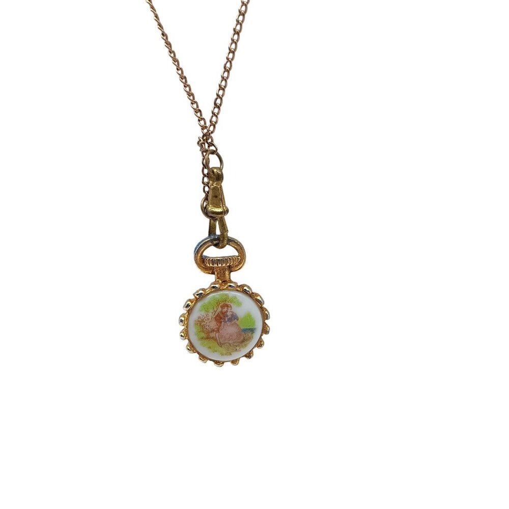 Vintage Gold-Toned Victorian Style Watch Chain Necklace Flapper Length